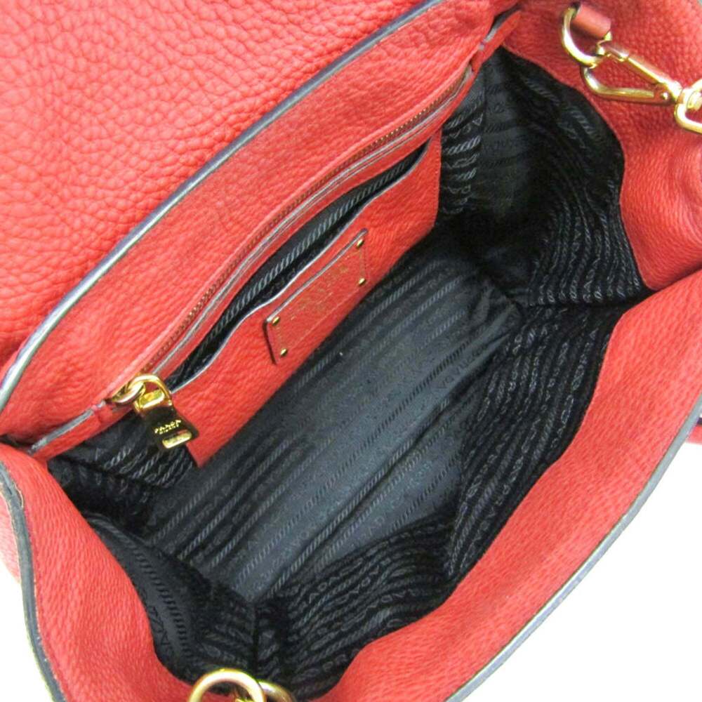 PRADA Red Leather Shoulder Bag - Picture 4 of 16